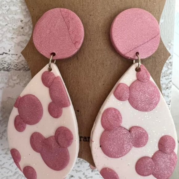 Mouse ears handmade clay earrings - Picture 1 of 1